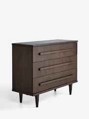 Ribbed Dark Oak Brunswick Ceramic Top 3 Drawer Chest - Image 6 of 8