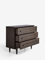 Ribbed Dark Oak Brunswick Ceramic Top 3 Drawer Chest - Image 7 of 8