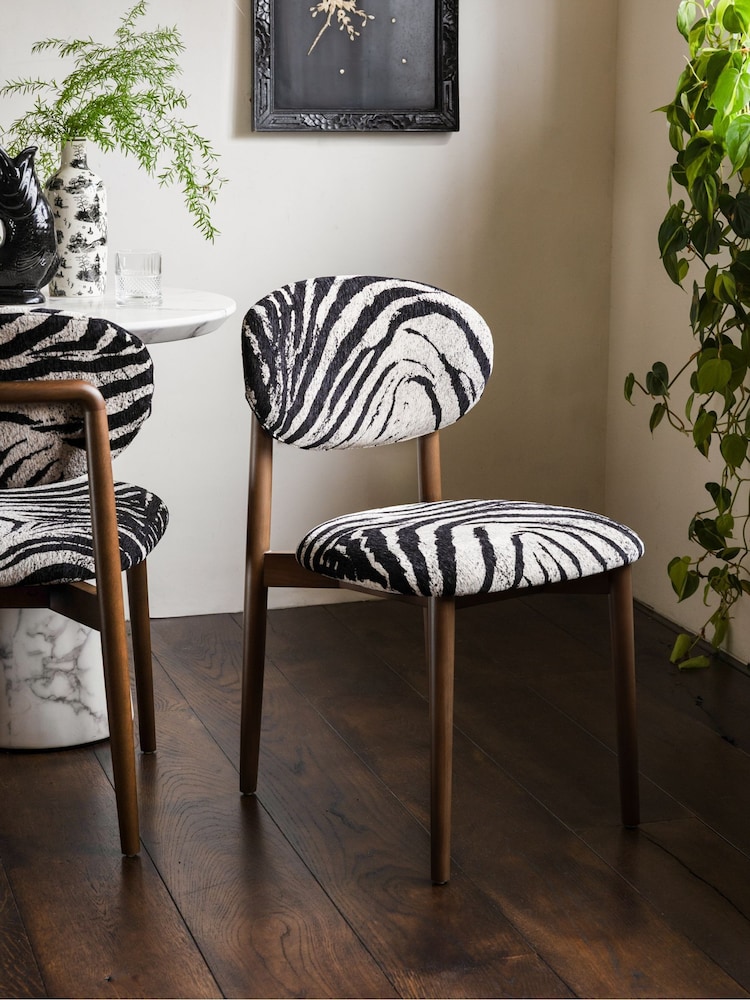 Rockett St George Zebra Wooden and Upholstered Dining Chairs - Image 1 of 6