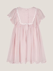 Monsoon Pink Baby Summer Flutter Sleeve Scallop Dress - Image 2 of 3