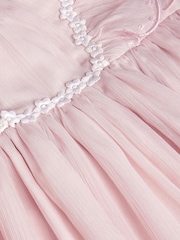 Monsoon Pink Baby Summer Flutter Sleeve Scallop Dress - Image 3 of 3