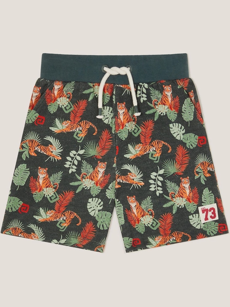 Monsoon Black Born Wild Tiger 100% Cotton Print Shorts - Image 2 of 4