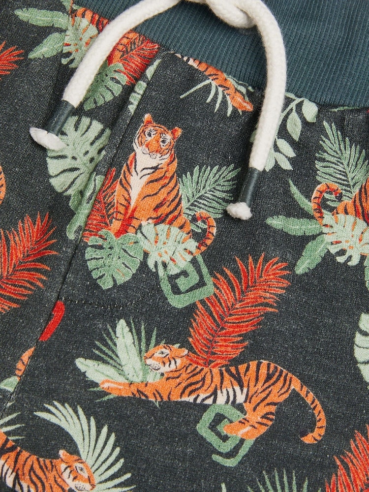 Monsoon Black Born Wild Tiger 100% Cotton Print Shorts - Image 4 of 4