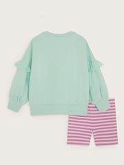 Monsoon Green Peace & Love Sweatshirt and Cycle 100% Cotton Shorts Set - Image 2 of 3