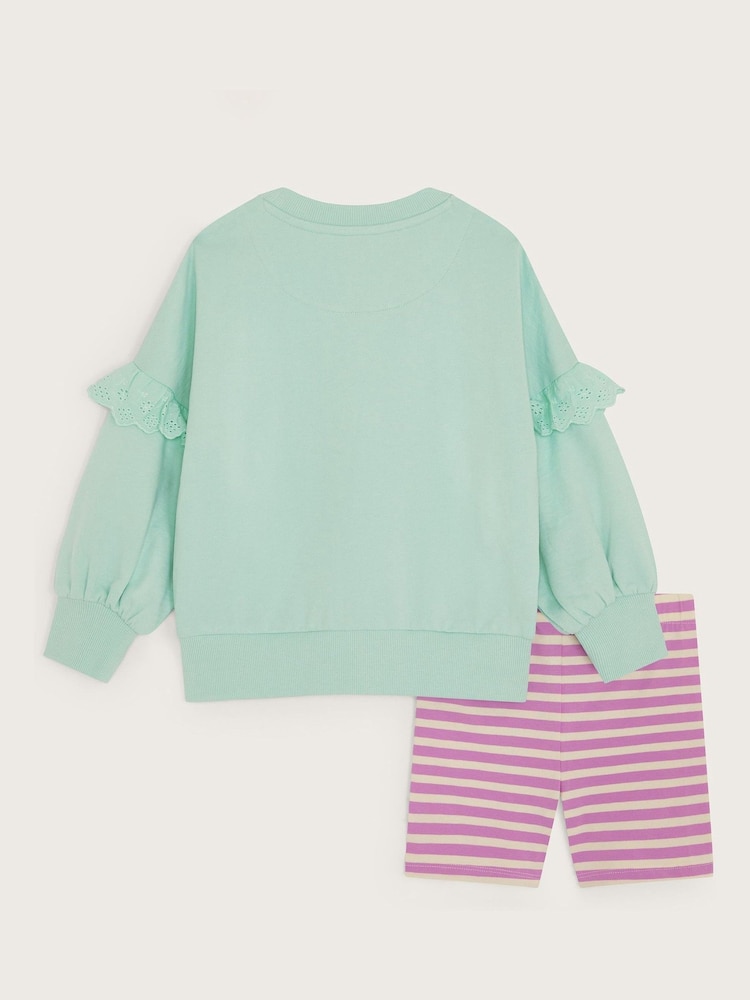 Monsoon Green Peace & Love Sweatshirt and Cycle 100% Cotton Shorts Set - Image 2 of 3