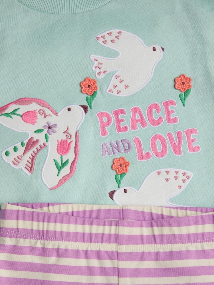 Monsoon Green Peace & Love Sweatshirt and Cycle 100% Cotton Shorts Set - Image 3 of 3