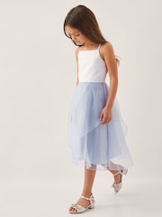 Monsoon Blue Peony Plain Organza Party Dress - Image 1 of 4