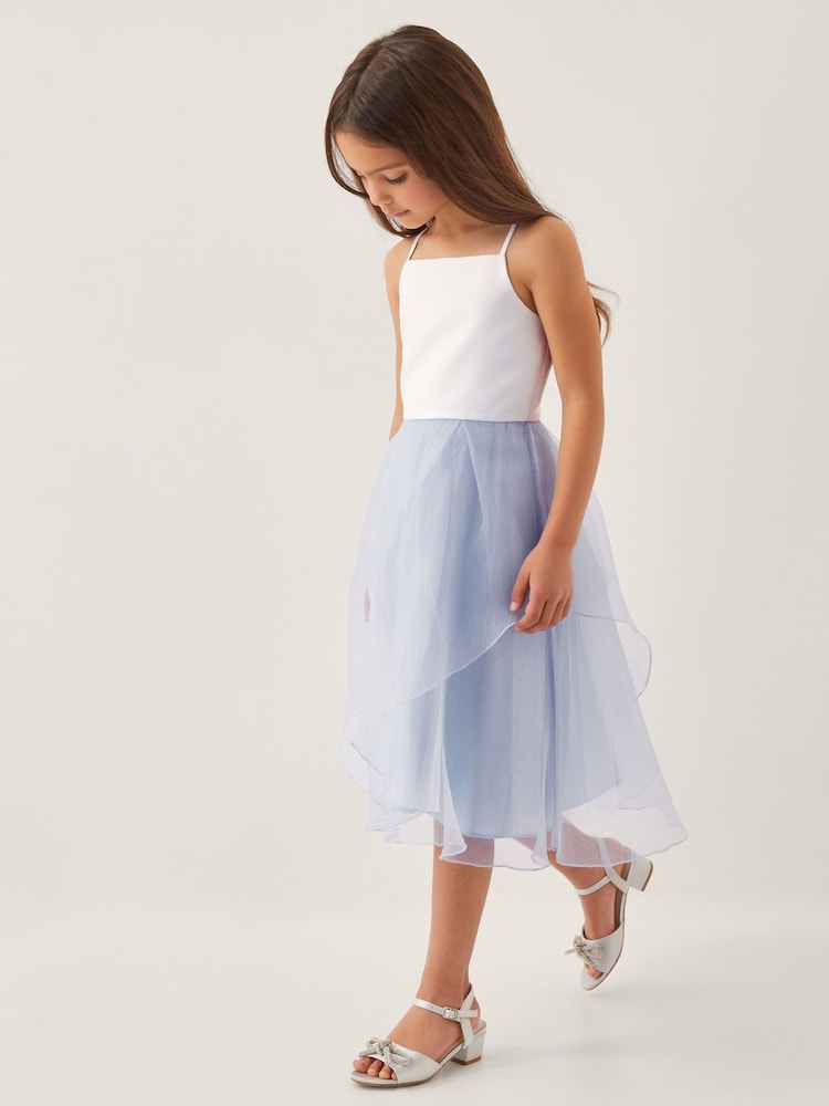 Monsoon Blue Peony Plain Organza Party Dress - Image 1 of 4