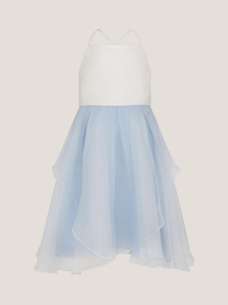 Monsoon Blue Peony Plain Organza Party Dress - Image 2 of 4
