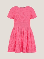 Monsoon Pink Floral Print Terry 100% Cotton Dress - Image 1 of 3