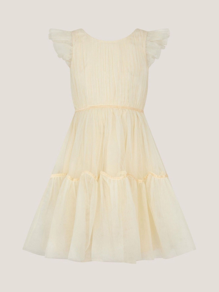 Monsoon Natural Charlize Flutter Sleeve Tulle Dress - Image 1 of 1