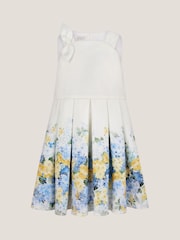 Monsoon Natural Hydrangea Bow Strap Pleated Dress - Image 2 of 4