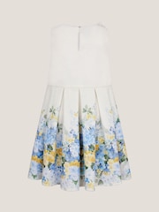 Monsoon Natural Hydrangea Bow Strap Pleated Dress - Image 3 of 4