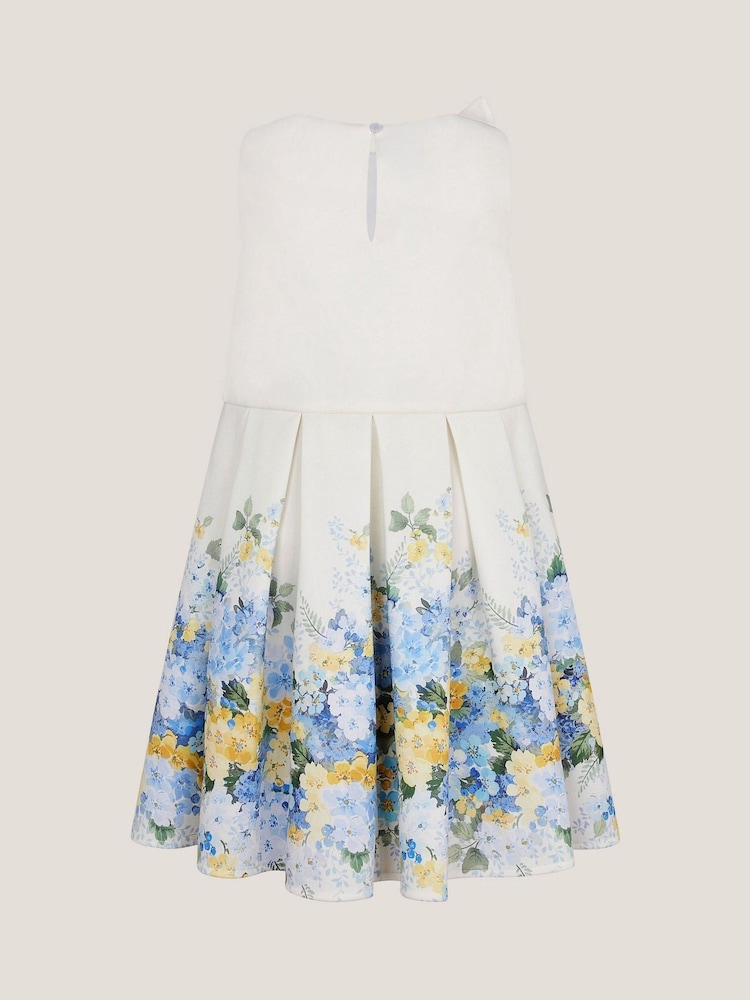 Monsoon Natural Hydrangea Bow Strap Pleated Dress - Image 3 of 4