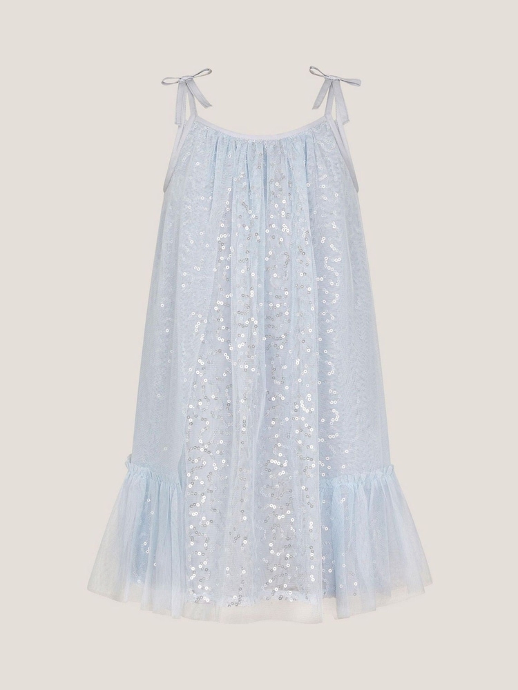 Monsoon Blue Rosalee Sequin Tulle Swing Dress - Image 1 of 3 Monsoon Blue Rosalee Sequin Tulle Swing Dress - Image 1 of 3