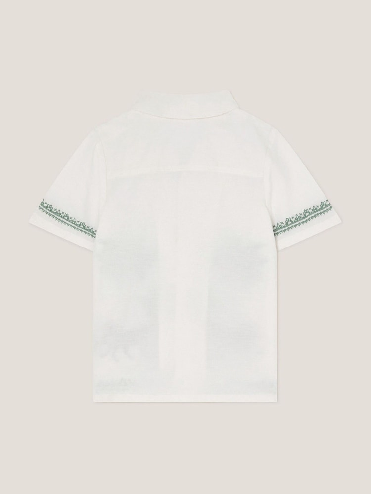 Monsoon White Tiger Embroidered Short Sleeve Shirt - Image 3 of 4