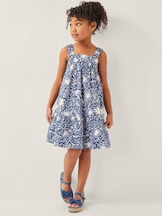 Monsoon Blue Palm Print Ikat Sun Dress - Image 1 of 4