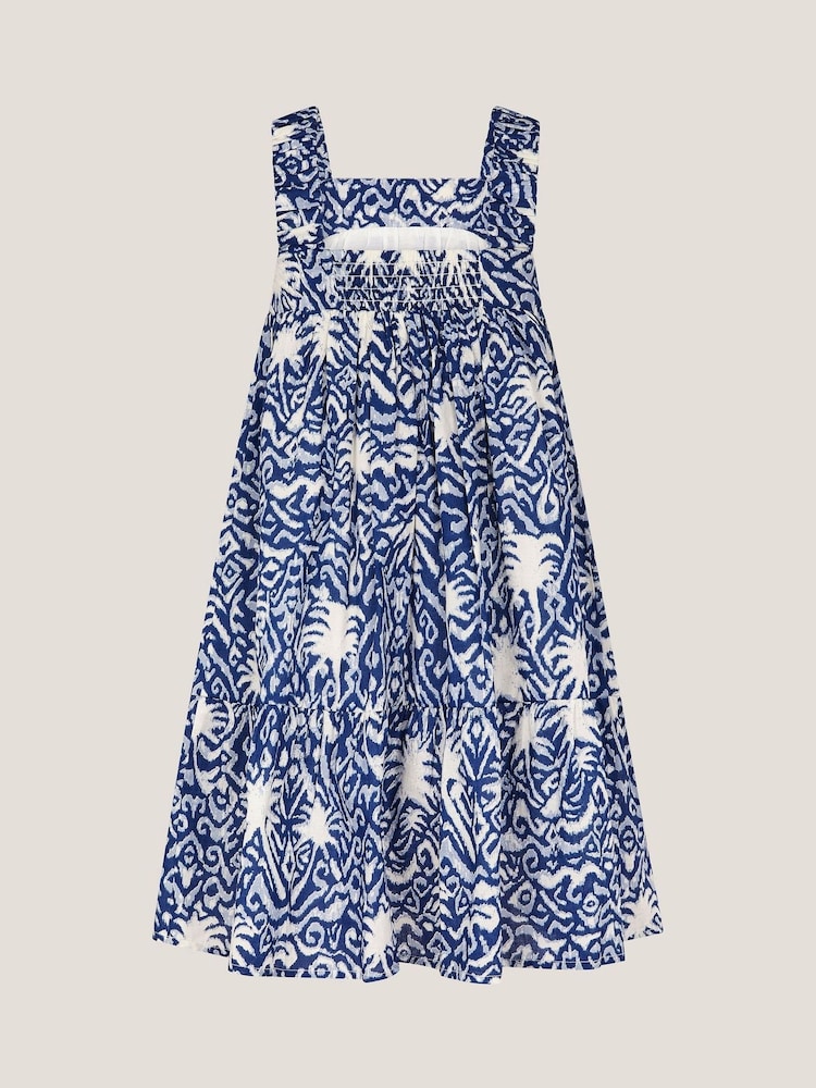 Monsoon Blue Palm Print Ikat Sun Dress - Image 3 of 4