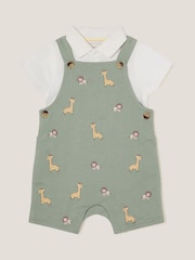 Monsoon Newborn Giraffe 100% Cotton Dungarees Set - Slika 1 iz 3