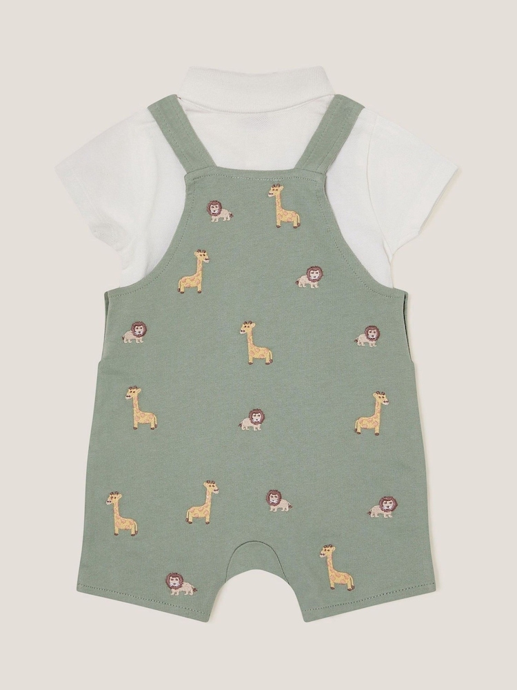 Monsoon Newborn Giraffe 100% Cotton Dungarees Set - Slika 2 iz 3