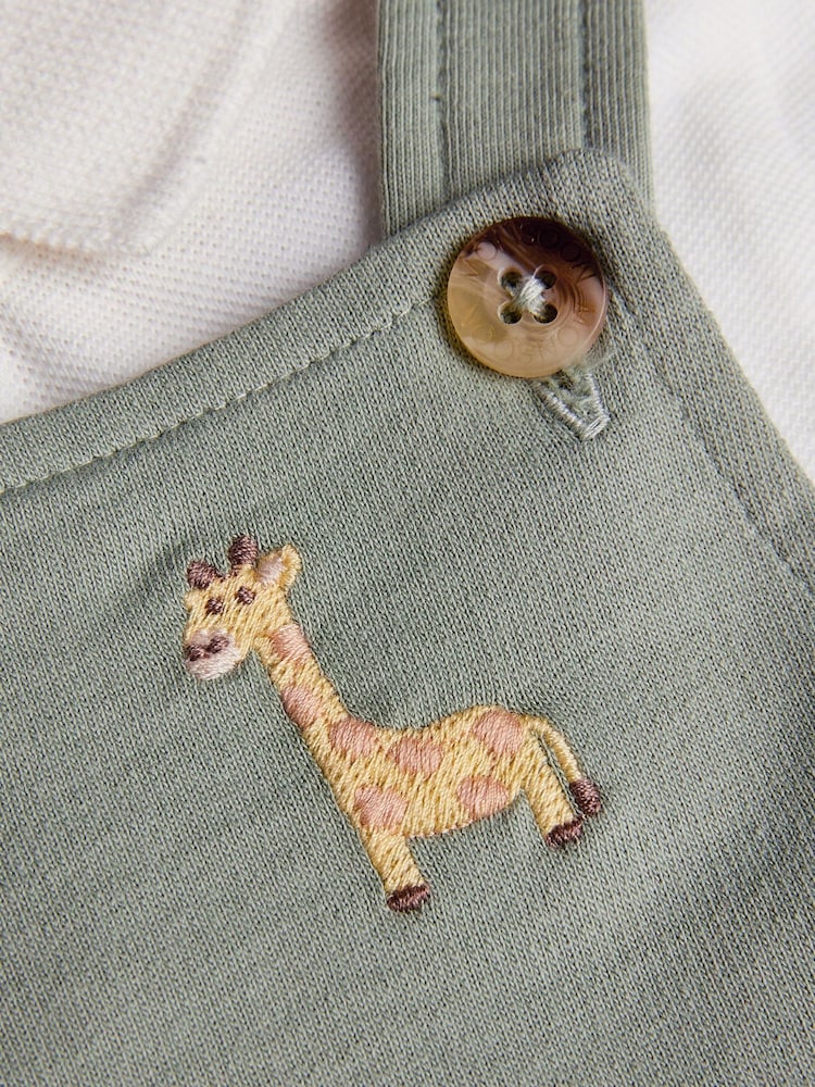 Monsoon Newborn Giraffe 100% Cotton Dungarees Set - Slika 3 iz 3