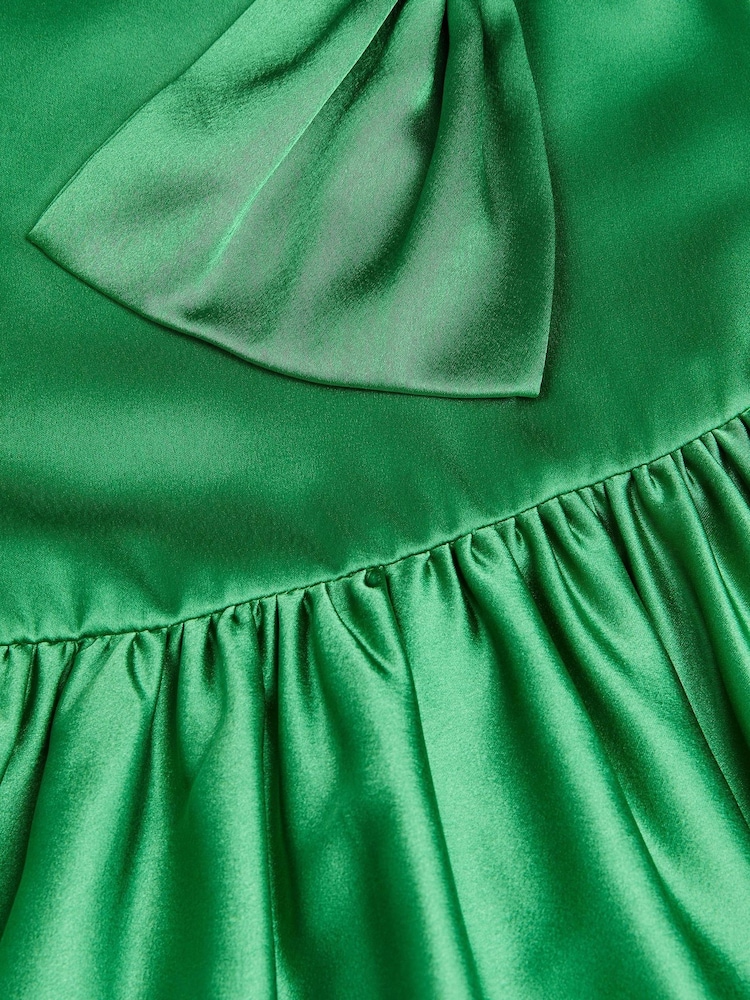 Monsoon Green Freya Bow Strap Satin Party Dress - Image 4 of 4
