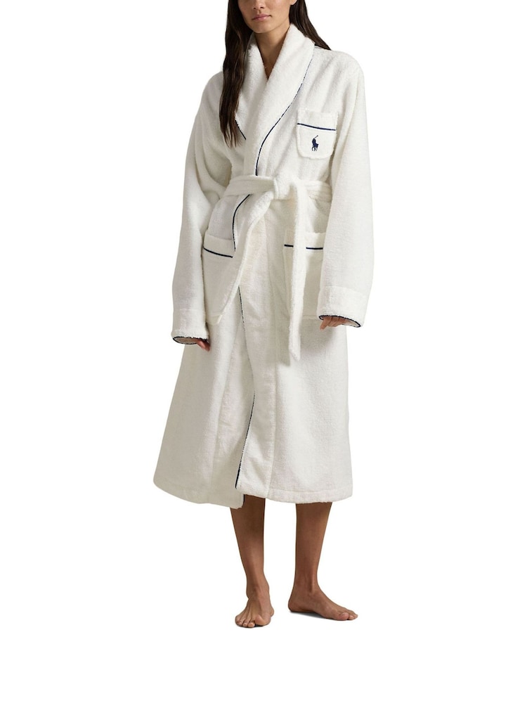 Polo Ralph Lauren White Essentials 100% Cotton Robe - Image 1 of 5