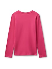 Benetton Girls Pink Glitter Print Long Sleeve T-Shirt (6-14 yrs) - Image 2 of 3