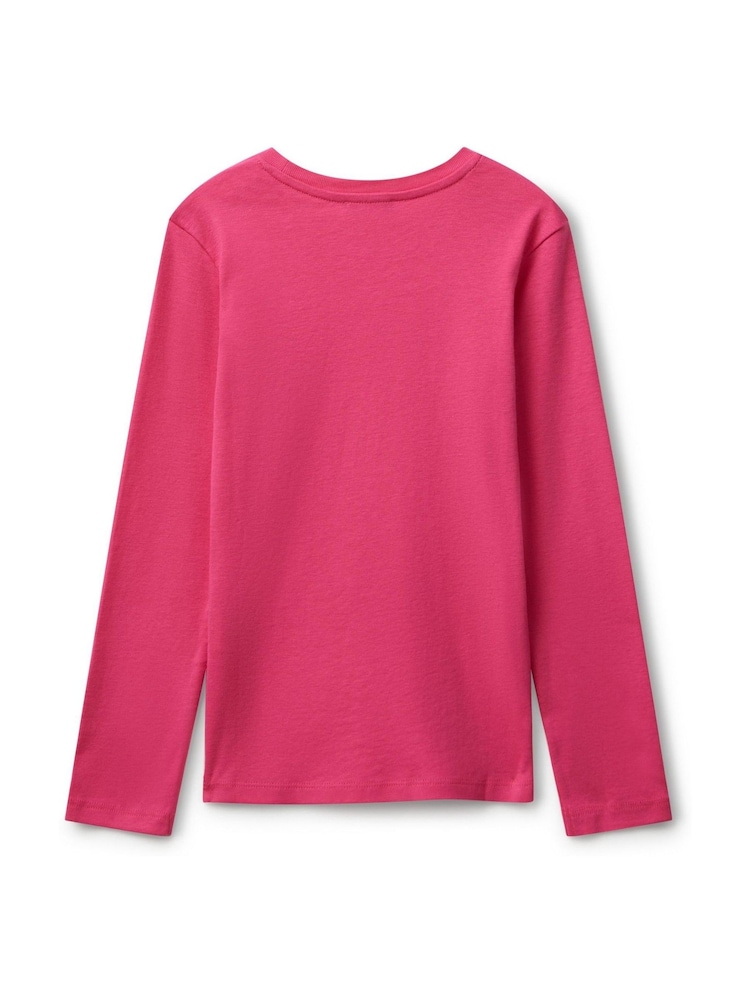 Benetton Girls Pink Glitter Print Long Sleeve T-Shirt (6-14 yrs) - Image 2 of 3