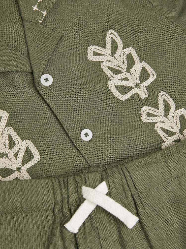 Monsoon Green Embroidered Shirt and Shorts Set - Image 3 of 3 Monsoon Green Embroidered Shirt and Shorts Set - Image 3 of 3