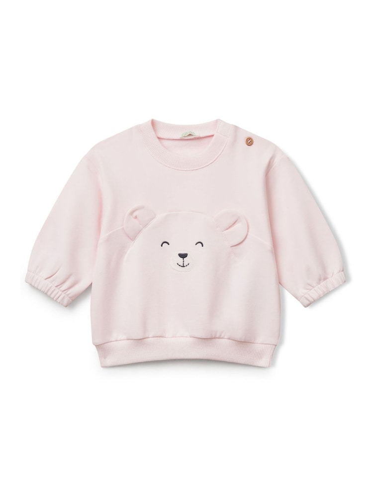 Benetton Baby Pink Appliqué Animal Sweatshirt - Image 1 of 3 Benetton Baby Pink Appliqué Animal Sweatshirt - Image 1 of 3