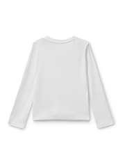 Benetton Girls Glitter Print Long Sleeve White T-Shirt (2-6 yrs) - Image 2 of 3