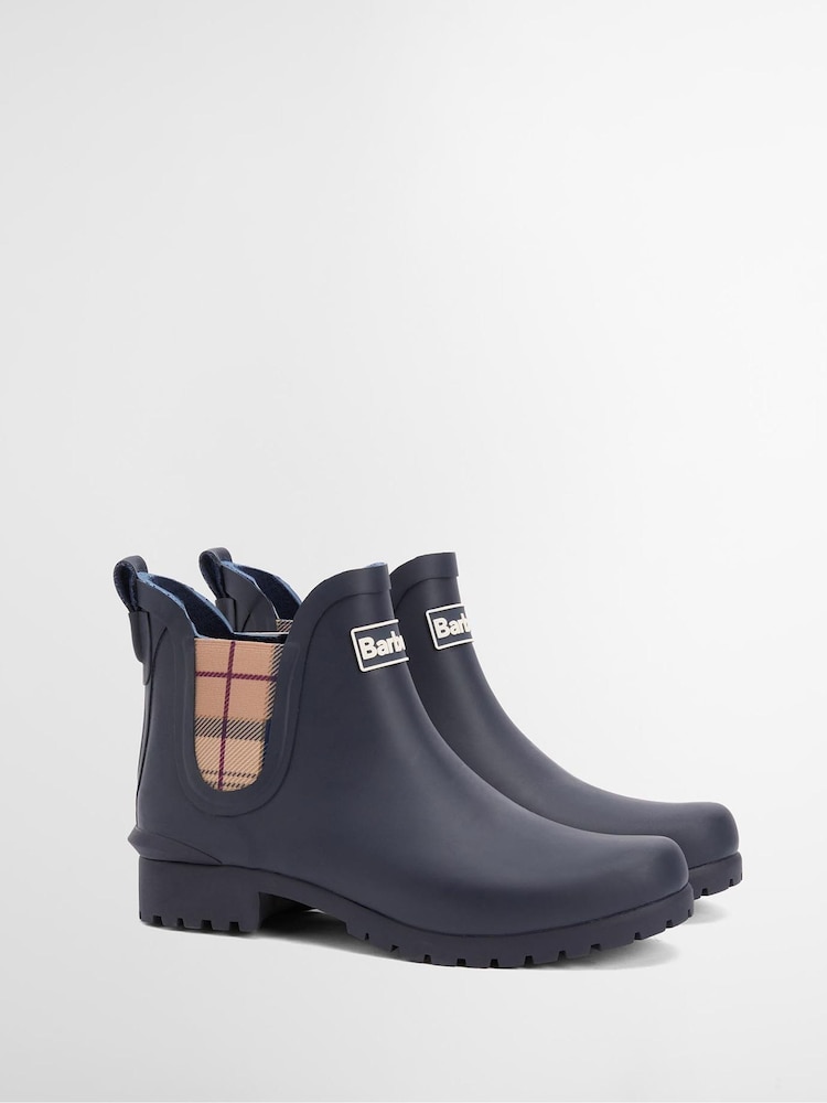 Barbour® Blue Wilton Short Wellington Boots - Image 1 of 5 Barbour® Blue Wilton Short Wellington Boots - Image 1 of 5