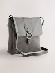Grey Leather Pocket Messenger Bag - Image 1 of 5