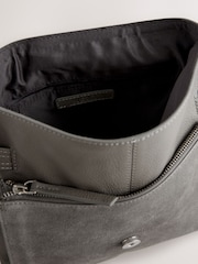 Grey Leather Pocket Messenger Bag - Image 2 of 5