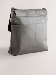 Grey Leather Pocket Messenger Bag - Image 3 of 5