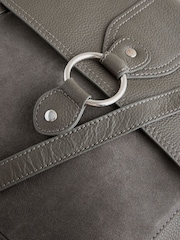 Grey Leather Pocket Messenger Bag - Image 5 of 5