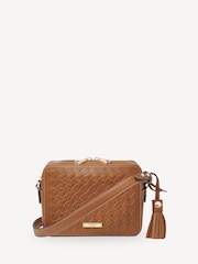 Aspinal of London Brown Slot Weave Leather Camera Bag with Tassel - Image 1 of 7