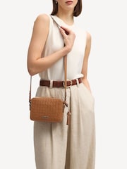 Aspinal of London Brown Slot Weave Leather Camera Bag with Tassel - Image 2 of 7