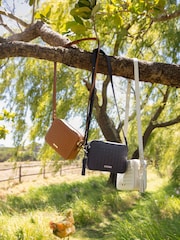 Aspinal of London Brown Slot Weave Leather Camera Bag with Tassel - Image 6 of 7