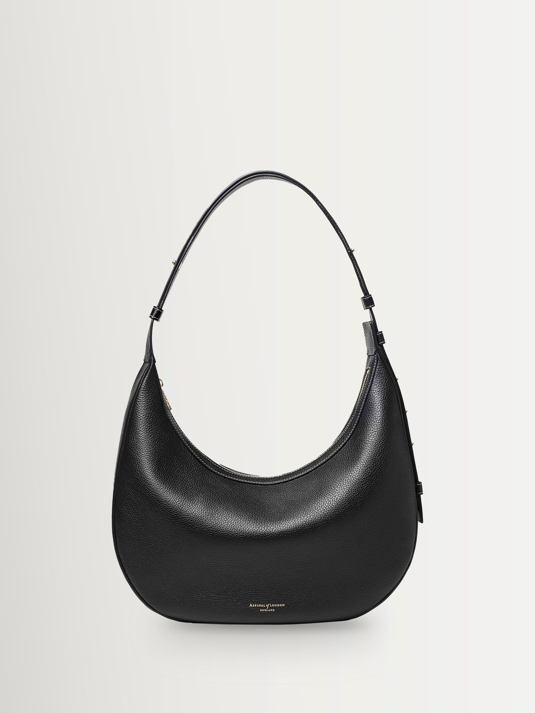 Buy Aspinal of London Black Hudson Slouchy Crescent Pebble Bag