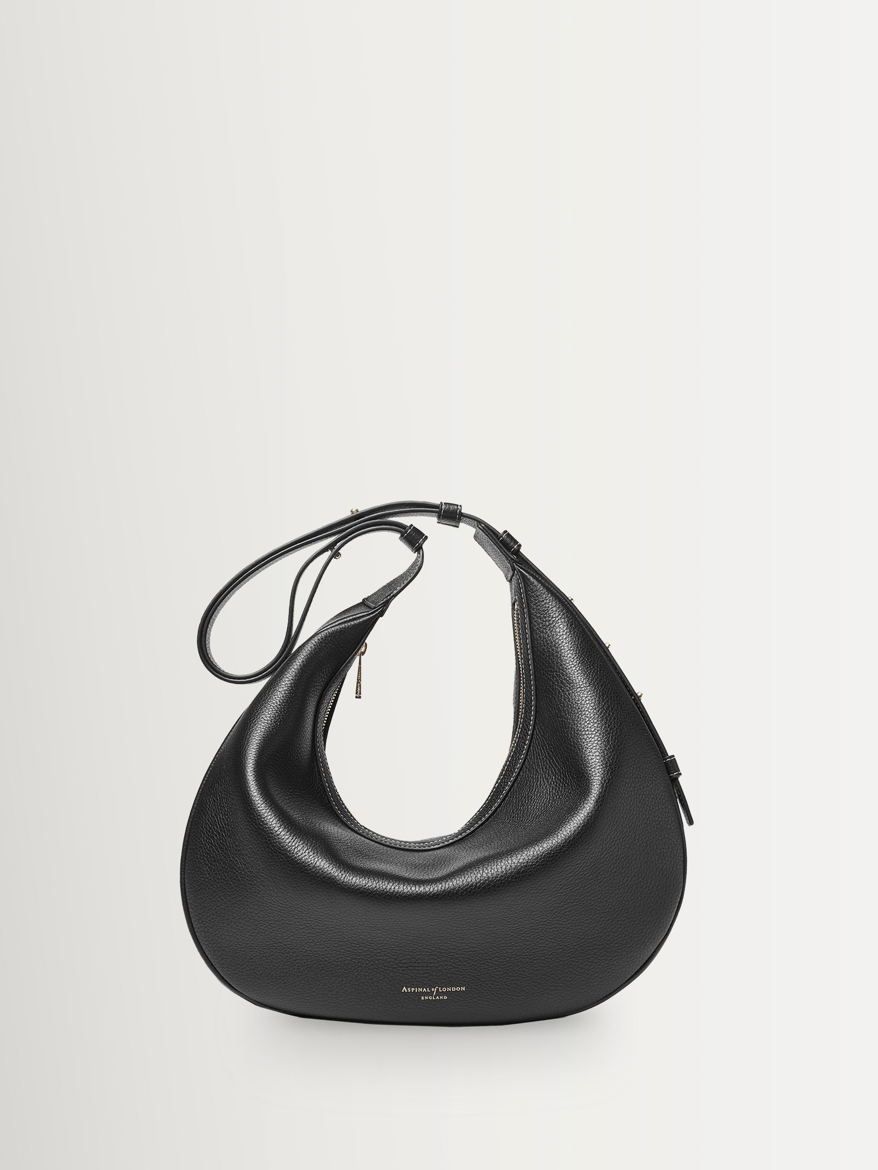 Buy Aspinal of London Black Hudson Slouchy Crescent Pebble Bag