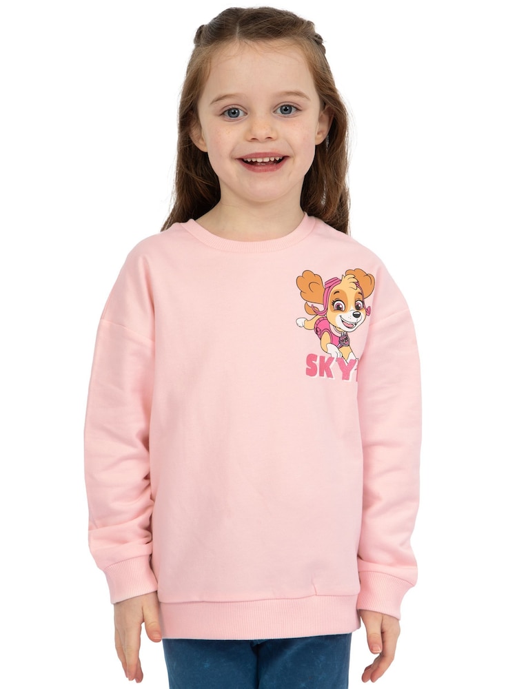 Character Pink PAW Patrol Skye Glitter 100% Cotton Sweatshirt - Image 1 of 10