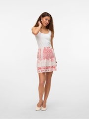 VERO MODA Red 100% cotton Paisley Printed Tiered Short Skirt - Image 4 of 6