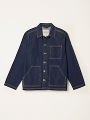 FatFace Dark Vintage Blue Dark Wash Denim Worker Jacket - Image 1 of 1