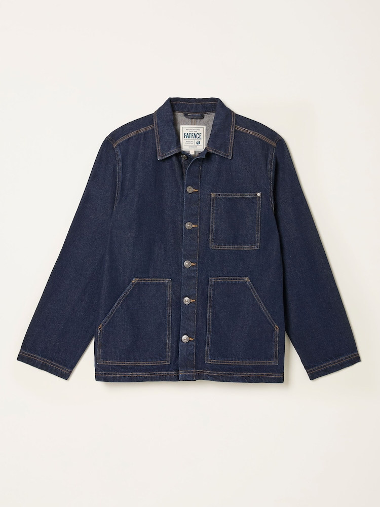 FatFace Dark Vintage Blue Dark Wash Denim Worker Jacket - Image 1 of 1