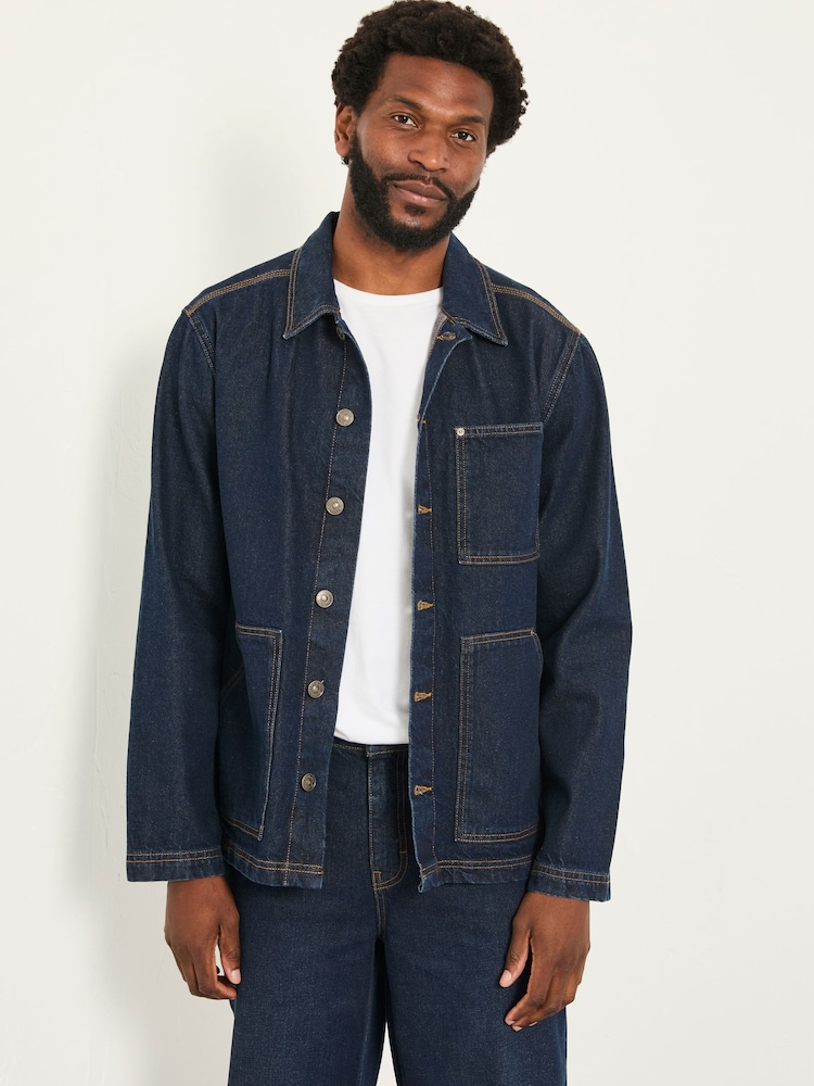 FatFace Dark Vintage Blue Denim Worker Jacket - Image 2 of 6