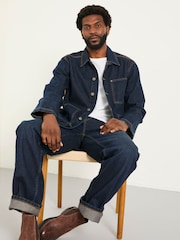 FatFace Dark Vintage Blue Denim Worker Jacket - Image 4 of 6