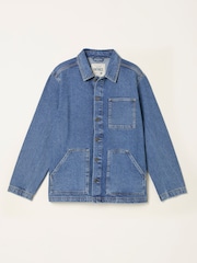 FatFace Indigo Blue Dark Wash Denim Worker Jacket - Image 1 of 1