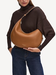 Aspinal of London Brown Hudson Slouchy Crescent Pebble Leather Bag - Image 3 of 7